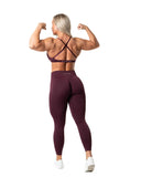 Aura Seamless Scrunch Tights - Fig Red