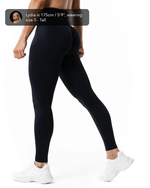 Aura Seamless Scrunch Tights - Black