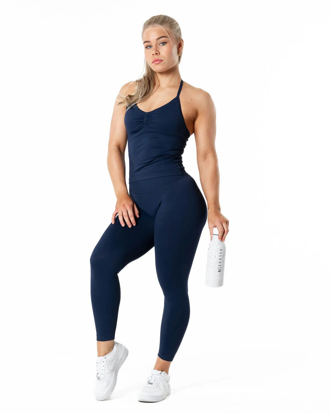 Aura Seamless Halterneck Top - Midnight Blue
