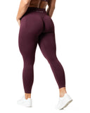 Aura Seamless Scrunch Tights - Fig Red