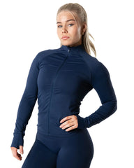 Aura Seamless Zip Longsleeve - Midnight Blue
