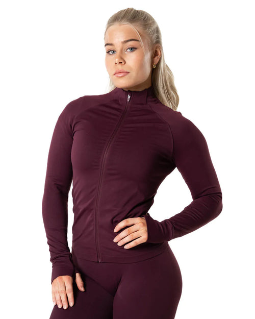 Aura Seamless Zip Longsleeve - Fig Red