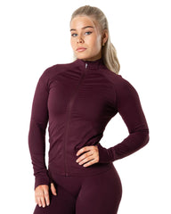 Aura Seamless Zip Longsleeve - Fig Red