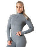Aura Seamless Zip Longsleeve - Slate Grey