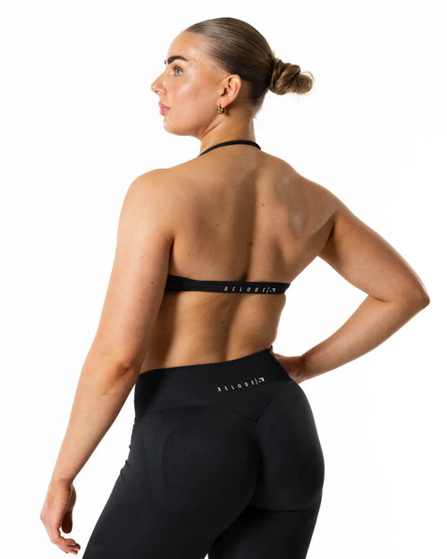 Hybrid Seamless Halterneck Sports Bra · Jet Black