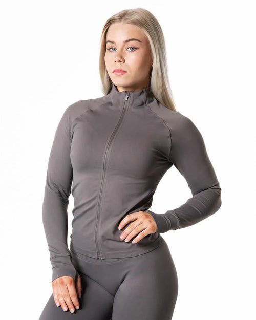 Aura Seamless Zip Longsleeve - Earth Grey