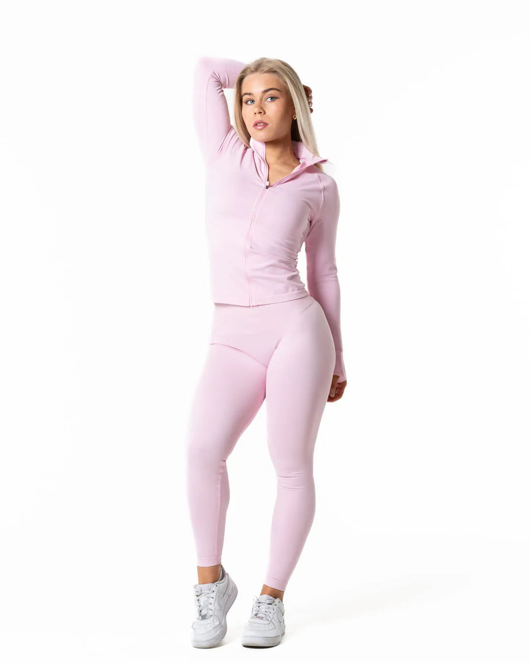 Aura Seamless Zip Longsleeve - Light Pink