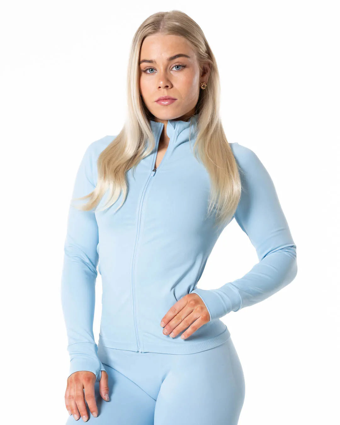 Aura Seamless Zip Longsleeve - Light Blue