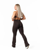 Aura Seamless Scrunch Flared Tights - Espresso brown