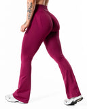 Hybrid Seamless Scrunch Flared Tights - Red Plum