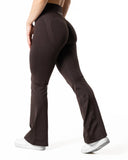 Hybrid Seamless Scrunch Flared Tights - Espresso Brown