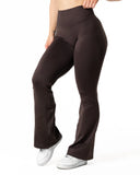 Hybrid Seamless Scrunch Flared Tights - Espresso Brown