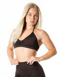 Hybrid Seamless Halterneck Sports Bra - Espresso Brown