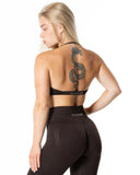Hybrid Seamless Halterneck Sports Bra - Espresso Brown