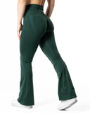 Hybrid Seamless Scrunch Flared Tights - Pine Green