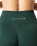 Hybrid Seamless Scrunch Flared Tights - Pine Green