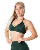 Hybrid Seamless Halterneck Sports Bra - Pine Green