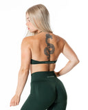 Hybrid Seamless Halterneck Sports Bra - Pine Green