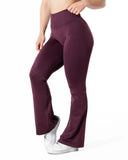 Hybrid Seamless Scrunch Flared Tights - Fig Red