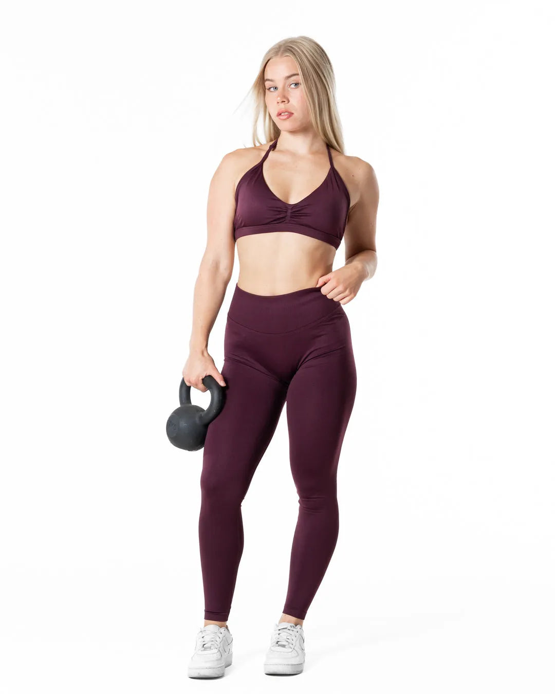 Hybrid Seamless Tights - Fig Red
