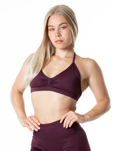 Hybrid Seamless Halterneck Sports Bra - Fig Red